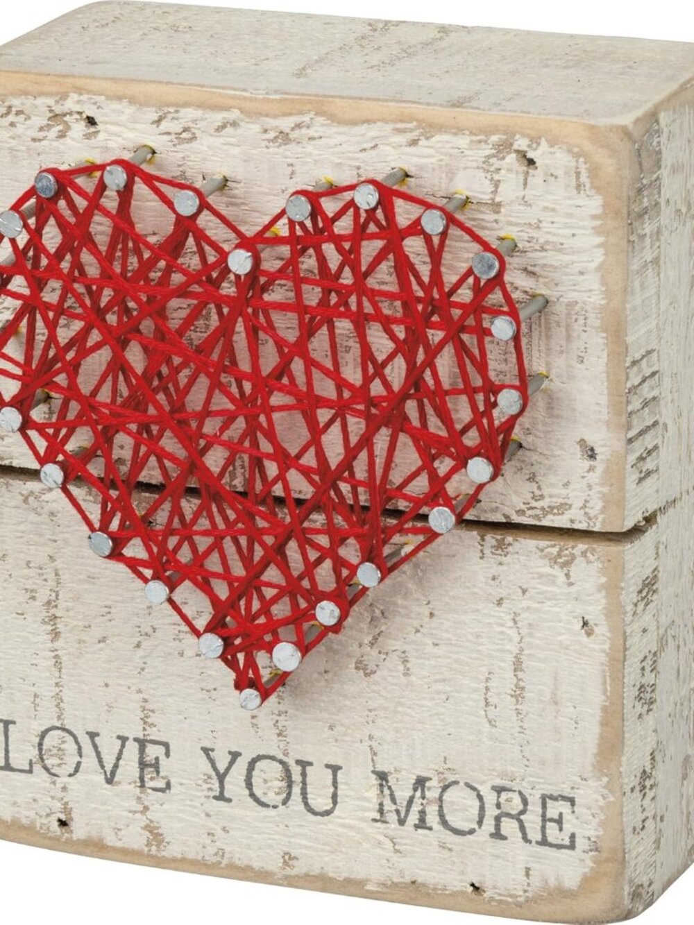 34248 Rustic White String Art Box Sign, 3.5" x 4", Love You More